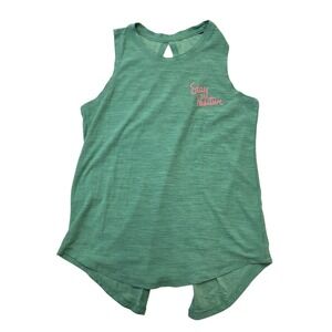 Old Navy Active Girls XL Green Tank Top Stay Positive Twist Back Sleeveless‎